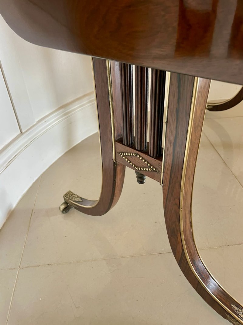 Fine Quality Small Antique Regency Brass Inlaid Rosewood Freestanding Sofa/Side Table - Image 14